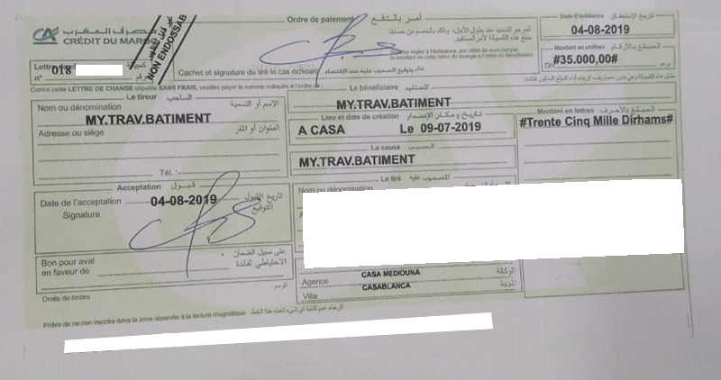 impression chéques et effets maroc